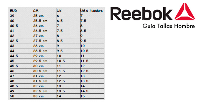 tallas americanas reebok