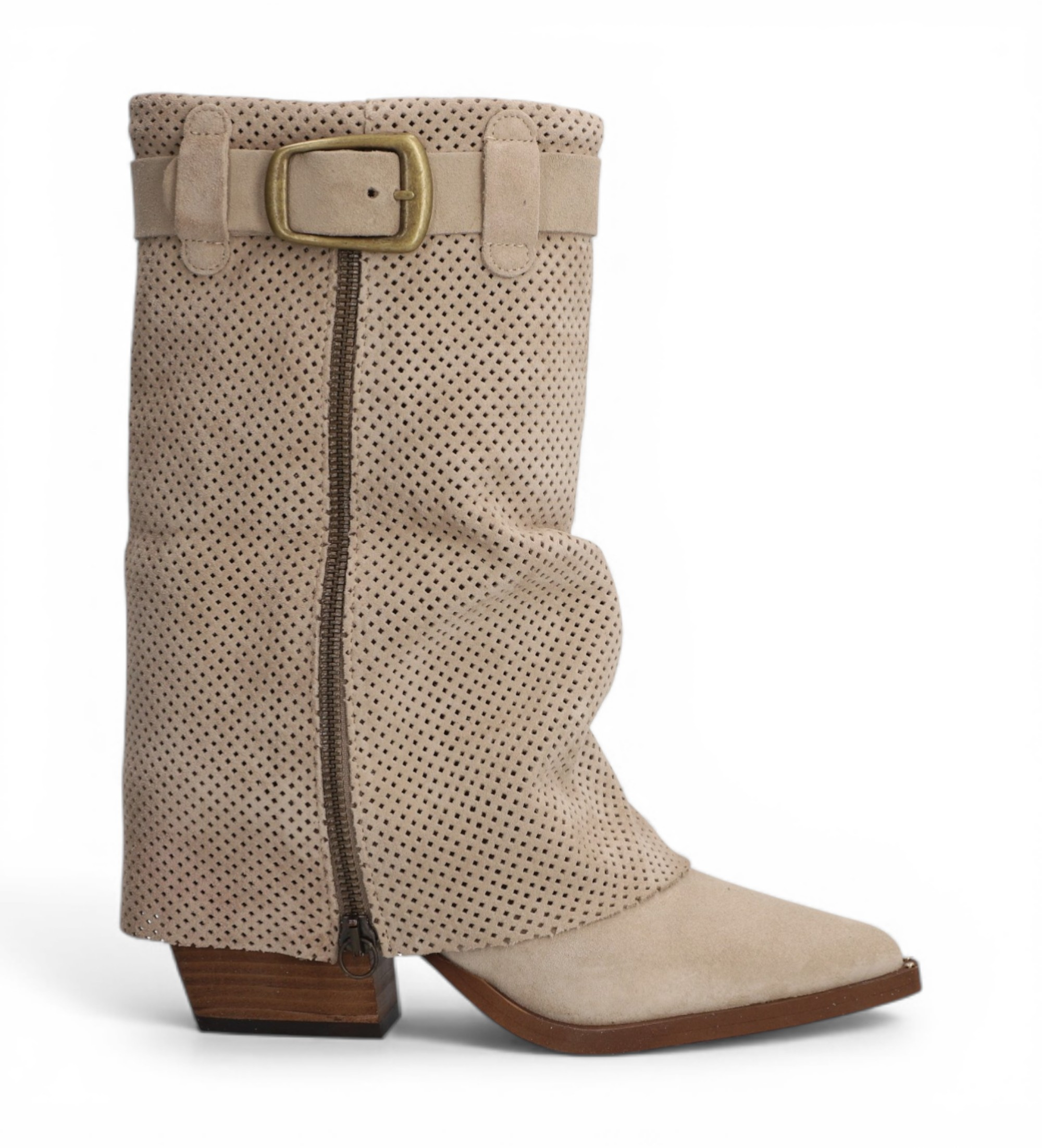 Alpe für Damen. 527611 Dua beige Lederstiefel (38), 3 bis 5 cm, Reißverschluss, Lässig