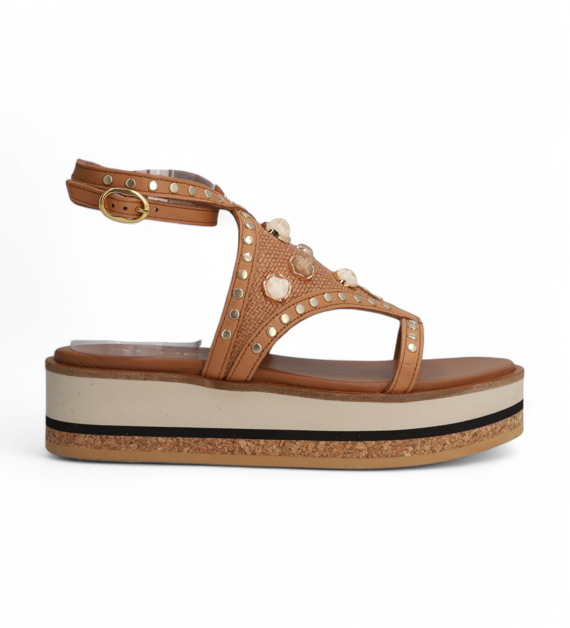 Alpe für Damen. 549514 Braune Kenia Ledersandalen (37), 3 bis 5 cm, Schnalle, Lässig