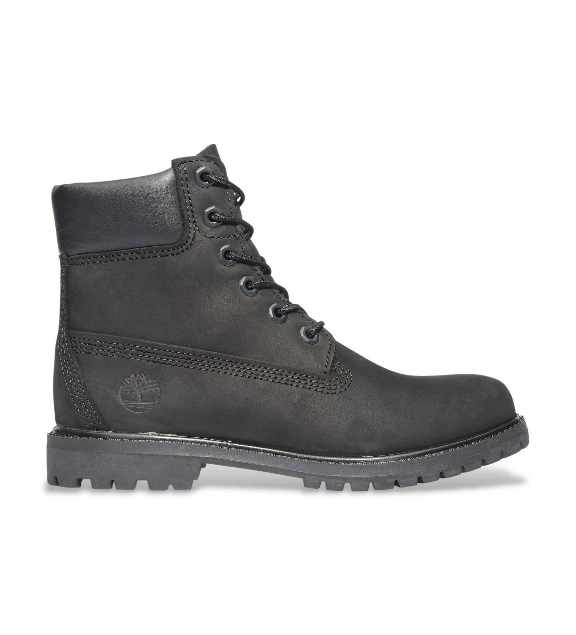 Timberland für Damen. TB18658A0011 Lederstiefel 6 Zoll schwarz (38.5 W), Wohnung, Schnürsenkel, Lässig