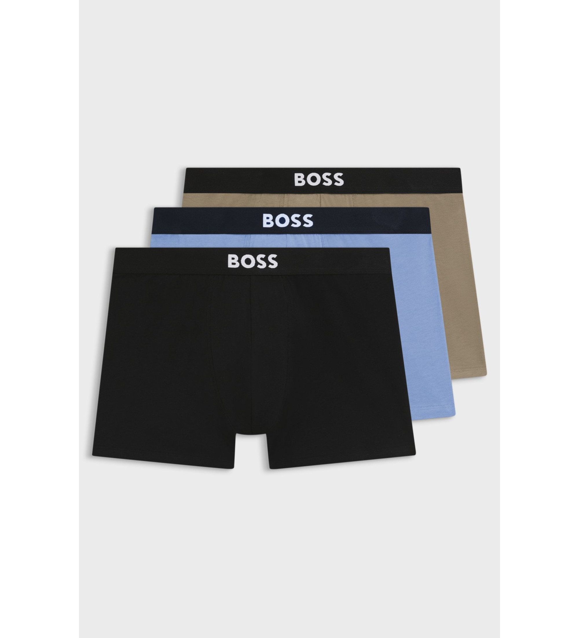 BOSS für Herren. 50544272 Set 3 Boxershorts Eine schwarz, blau, braun (S), Heimtextilien, Baumwolle