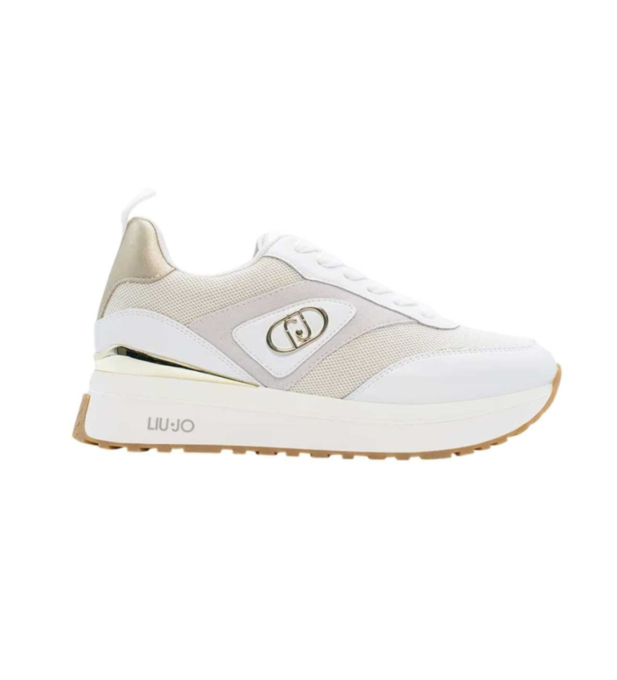 Liu Jo für Damen. BA6005PX80601111 Maxi Wonder 97 weiße Lederturnschuhe (41), 1 bis 3 cm, Schnürsenkel, Lässig