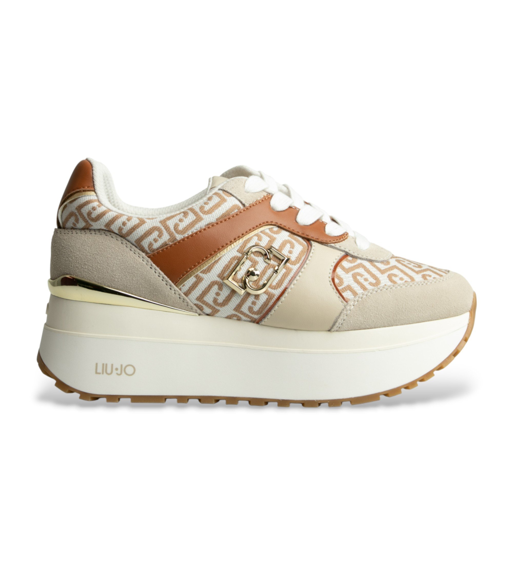 Liu Jo für Damen. BA6019PX617S3971 Maxi Wonder plus beige Hausschuhe (41), 5 bis 8 cm, Schnürsenkel, Lässig