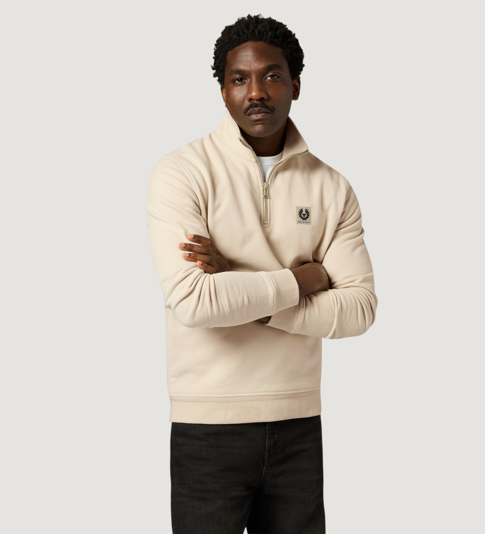Belstaff für Herren. 106570 Quarter Zip Sweatshirt beige (S), Lässig, Baumwolle, Langarm