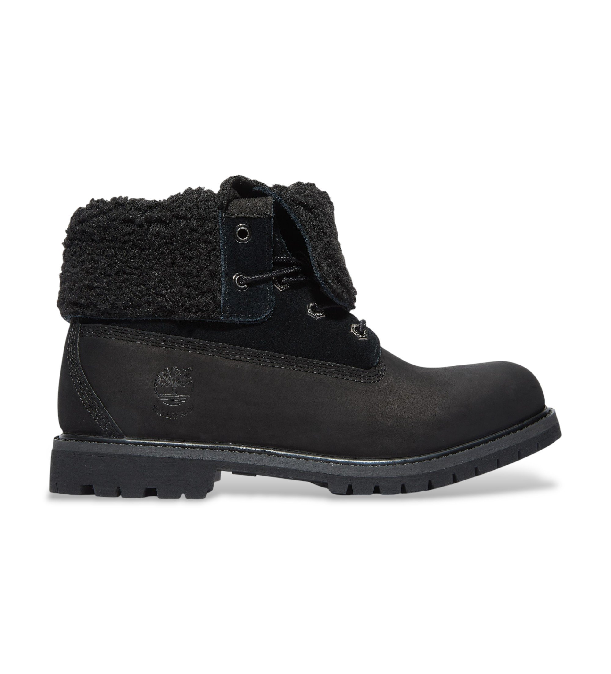 Timberland für Damen. TB18149A0011 Authentic Mid Warm Lederstiefel schwarz (37.5 W), Wohnung, Schnürsenkel, Lässig