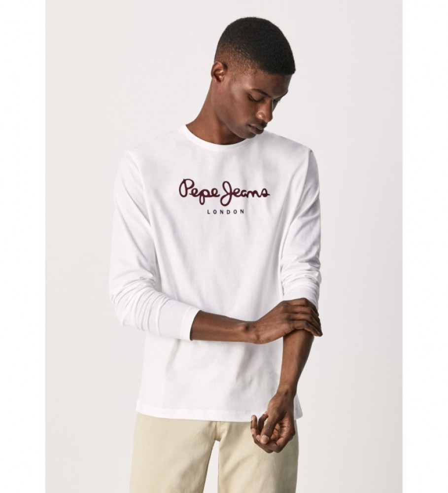 Pepe Jeans für Herren. PM508209 Eggo Langes T-shirt N weiß (M), Schwarz, Lässig, Baumwolle, Langarm