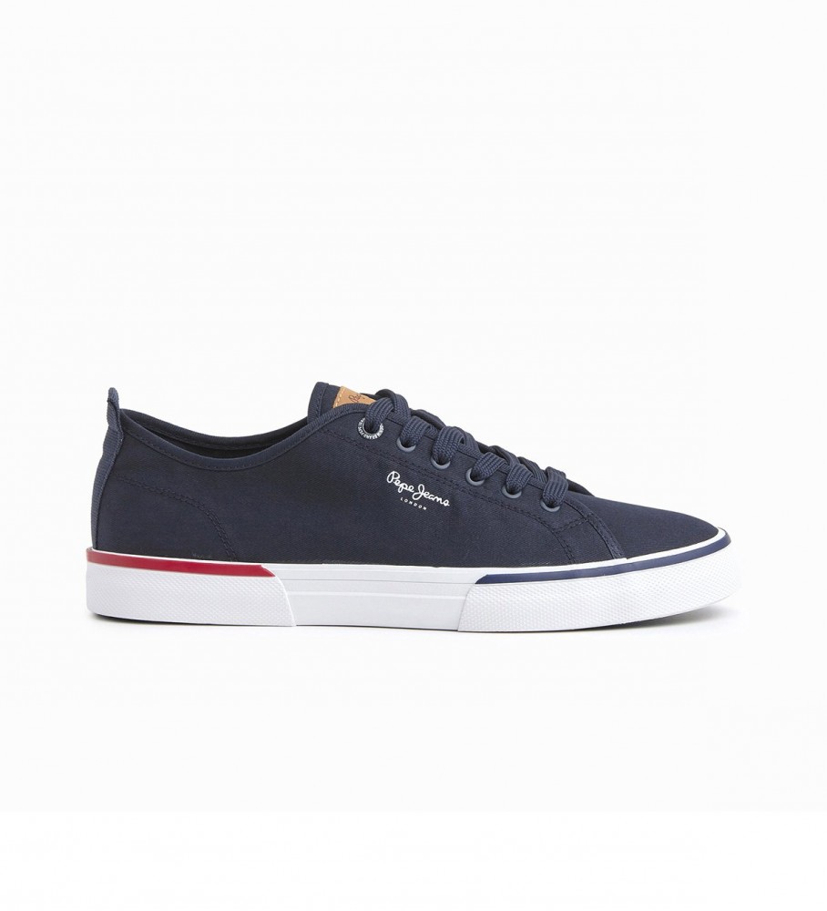 Pepe Jeans für Herren. PMS30811 Basic Sneakers Kenton Smart navy (44), Stoff, Wohnung, Schnürsenkel, Lässig, Marine