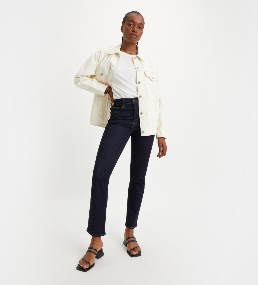 Levi's für Damen. 18883-0227 Jeans 724 High Rise Straight Dark Indigo - Flat Finish navy (27/32), Lässig, Denim, Lyocell, Nachhaltig, Marine