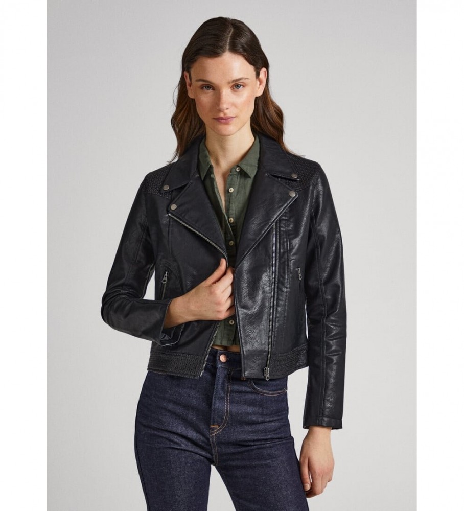 Pepe Jeans für Damen. PL402232 Masie Jacke schwarz (XS), Lässig, Polyurethan, Langarm