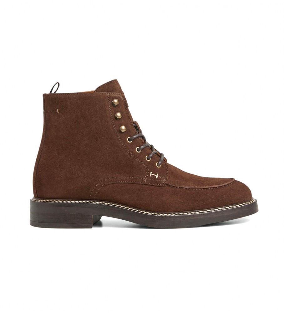 Hackett London für Herren. HMS21308 Braune Egmont-Stiefeletten (42), Leder, Wohnung, Schnürsenkel, Lässig
