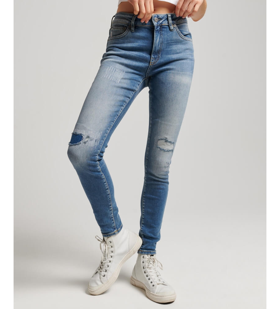 Superdry für Damen. W7010798A Skinny-Jeans mit mittlerer Taille aus Bio-Baumwolle Vintage blue (26/32), Blau, Lässig, Denim, Nachhaltig