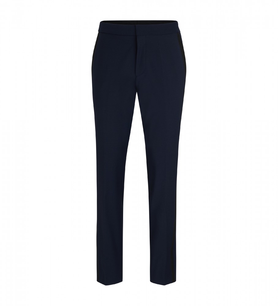 HUGO für Herren. 50476482 Hesten Hose Navy (48), Lässig, Party, Wolle, Marine
