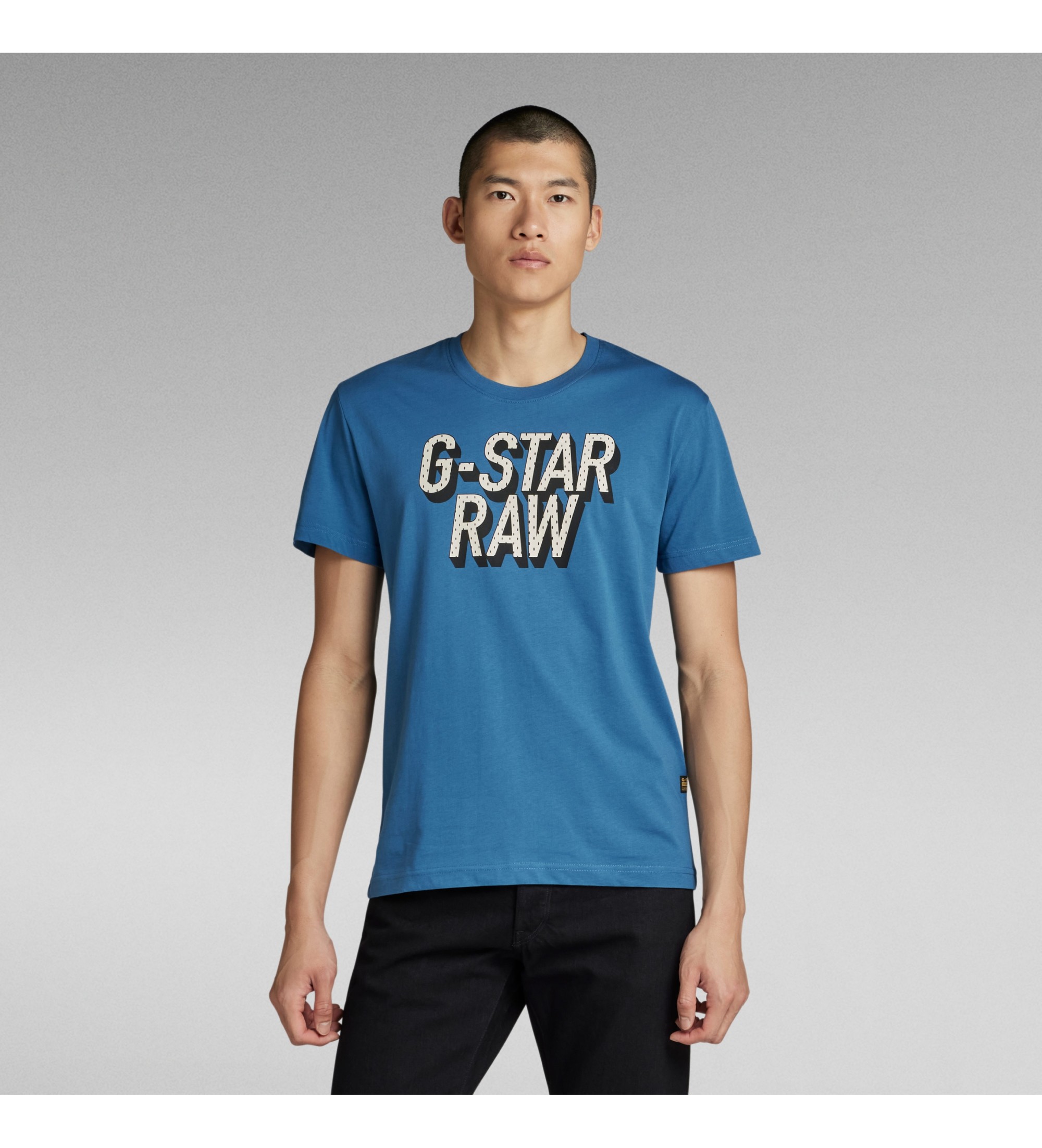 G-Star für Herren. D25021-336-937 Gepunktetes 3D-T-Shirt blau (XS), Lässig, Kurzarm, Bio-Baumwolle, Nachhaltig