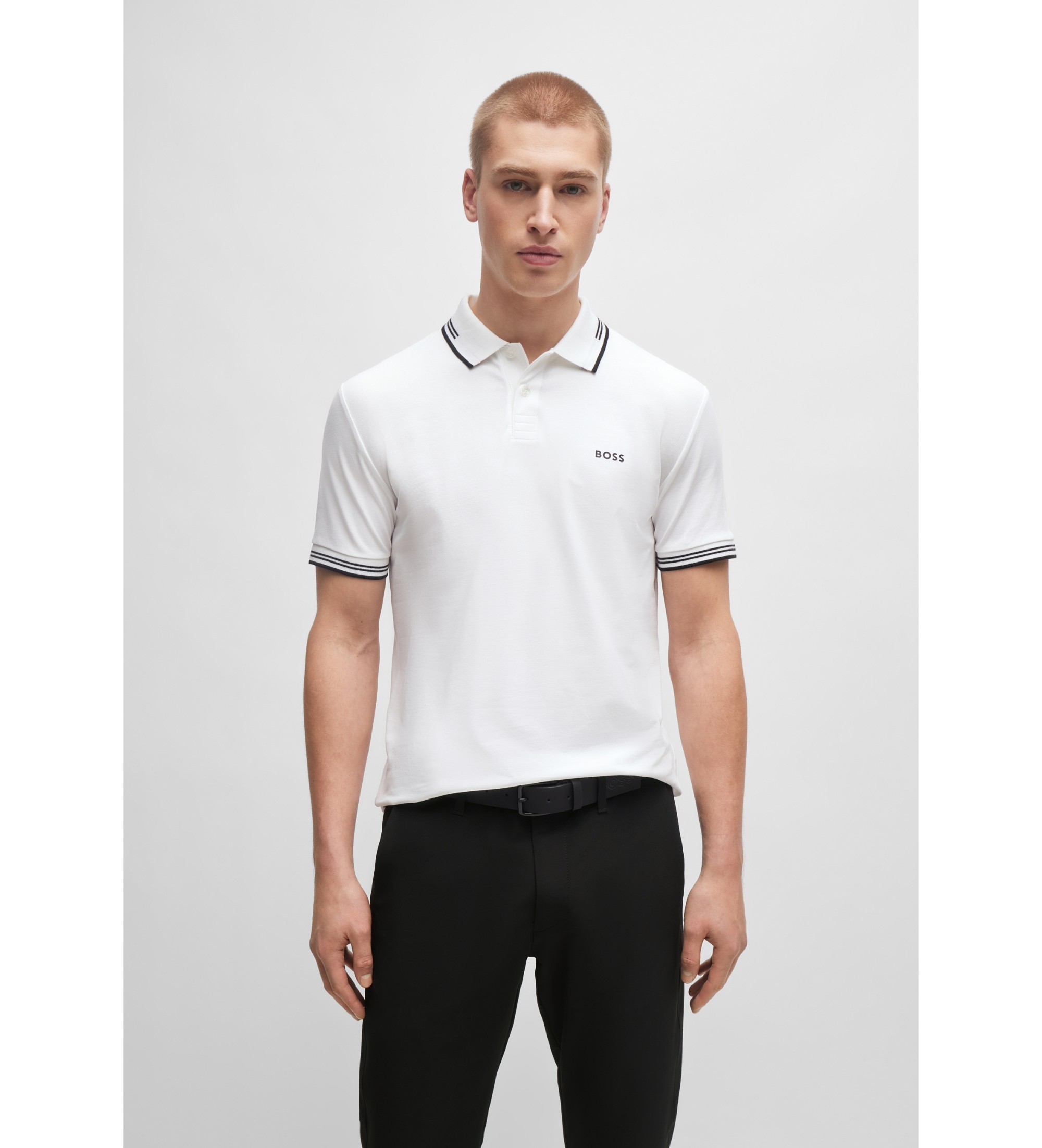 BOSS für Herren. 50506193 Polo Paul weiß (L), Lässig, Baumwolle, Kurzarm