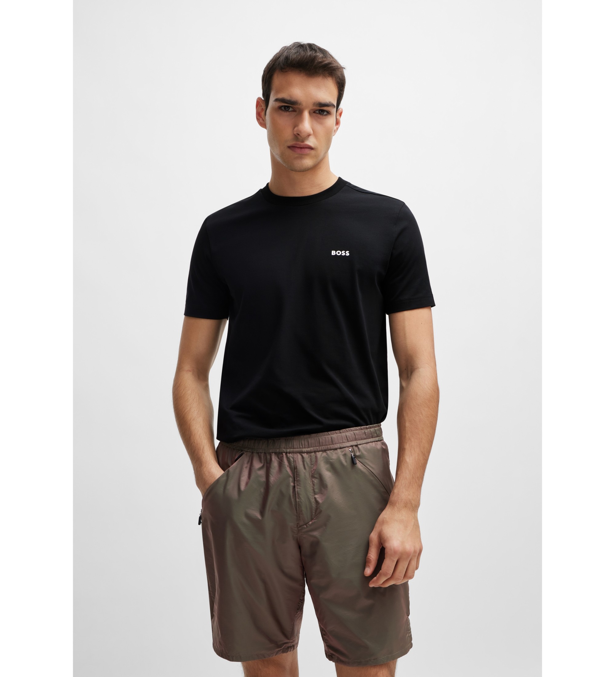 BOSS für Herren. 50506373 Elastisches T-shirt schwarz (XXL), Lässig, Baumwolle, Kurzarm