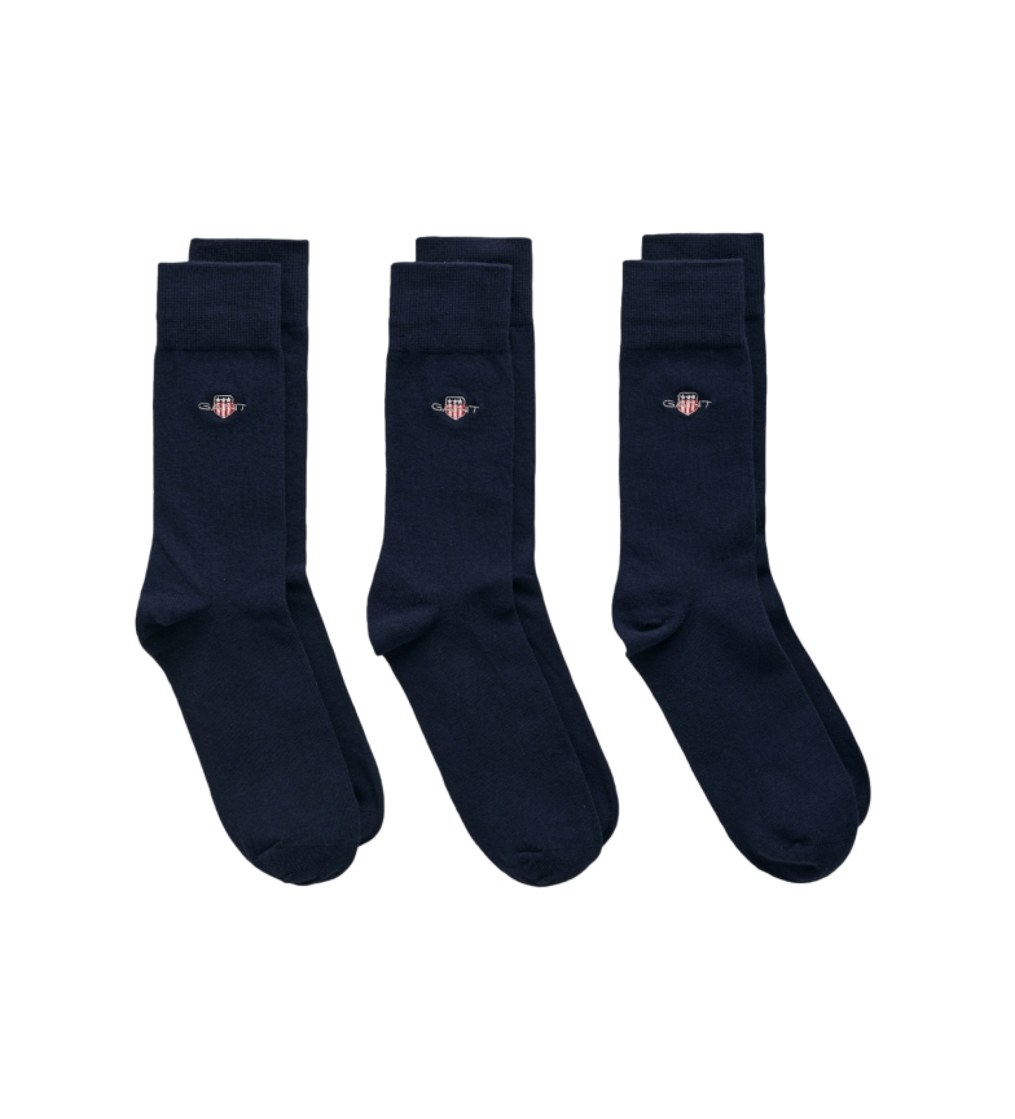 Gant für Herren. 9960270 Packung mit drei Paar marinefarbenen Shield-Socken (43-45), Heimtextilien, Baumwolle