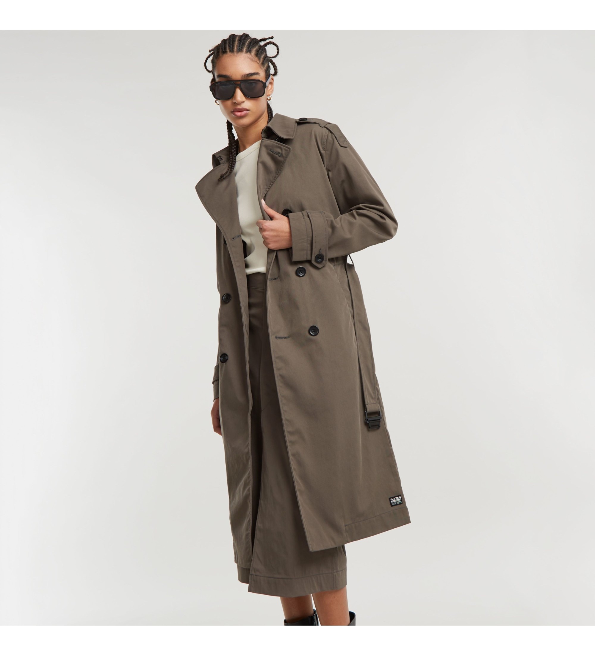 G-Star für Damen. D25197-D728-273 Trenchcoat brauner Gabardine (S), Lässig, Polyamid, Langarm, Nachhaltig