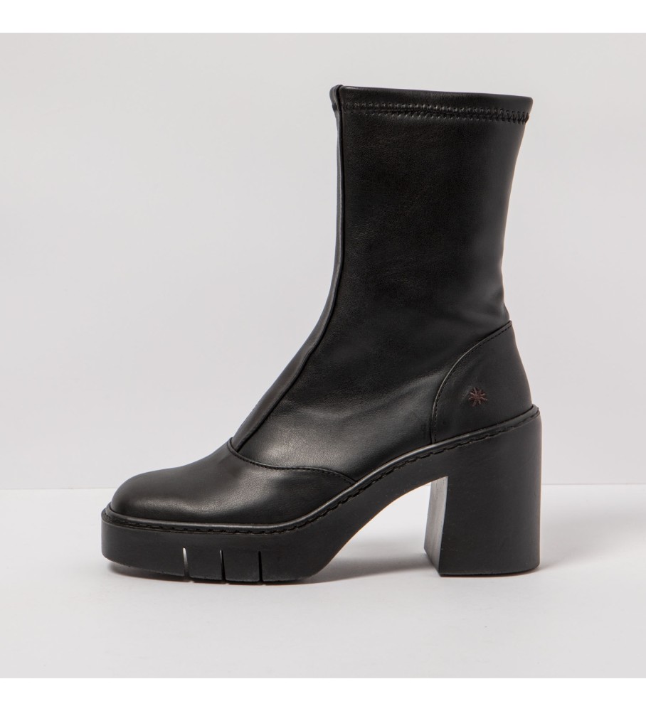Art für Damen. 119731101003_001 Schwarze Lederstiefeletten - Absatzhöhe: 9cm (38), 8 bis 10 cm, Reißverschluss, Lässig