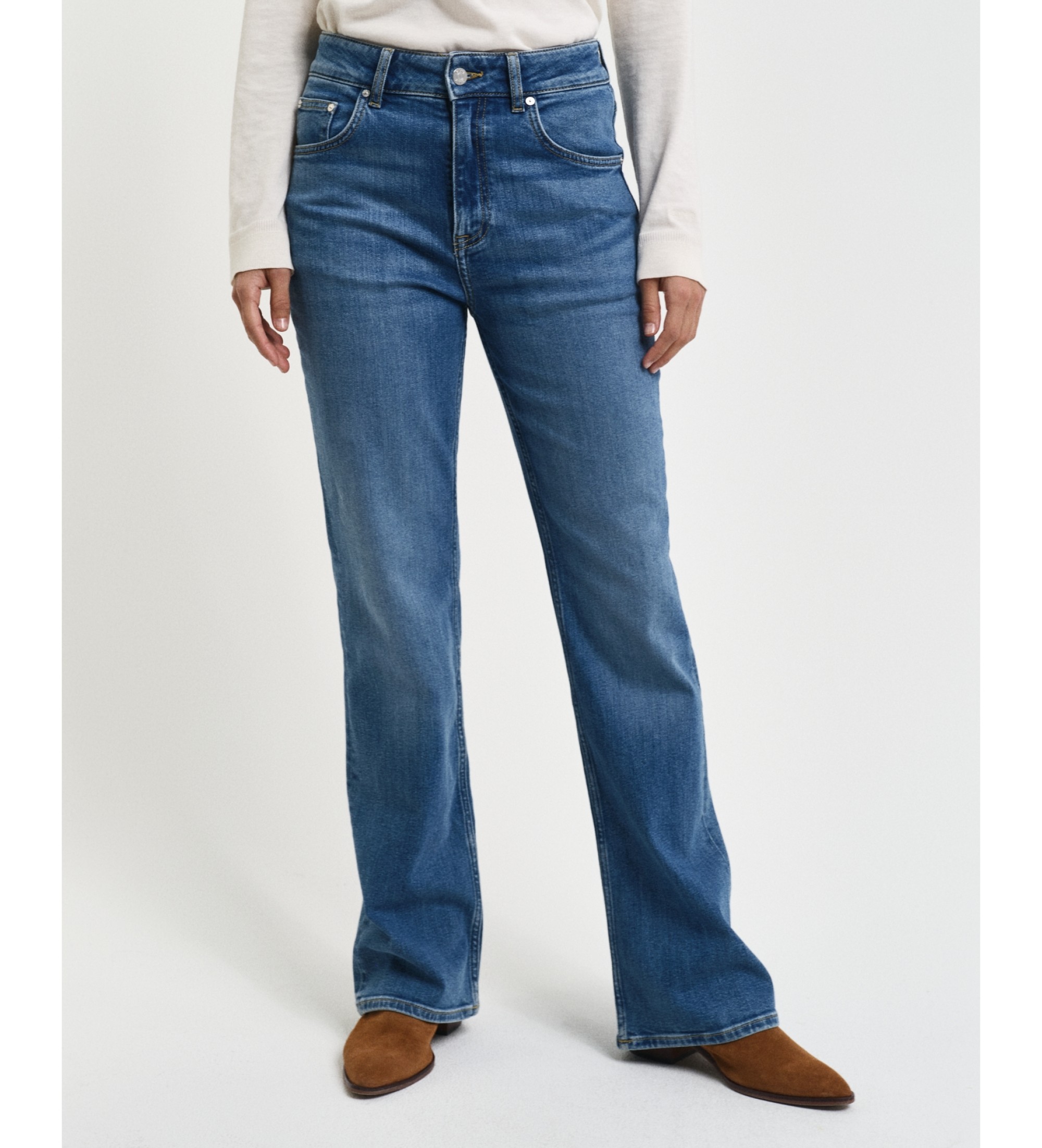 Gant für Damen. 4100237 Blaue Slim Fit Schlagjeans (28), Lässig, Baumwolle, Denim