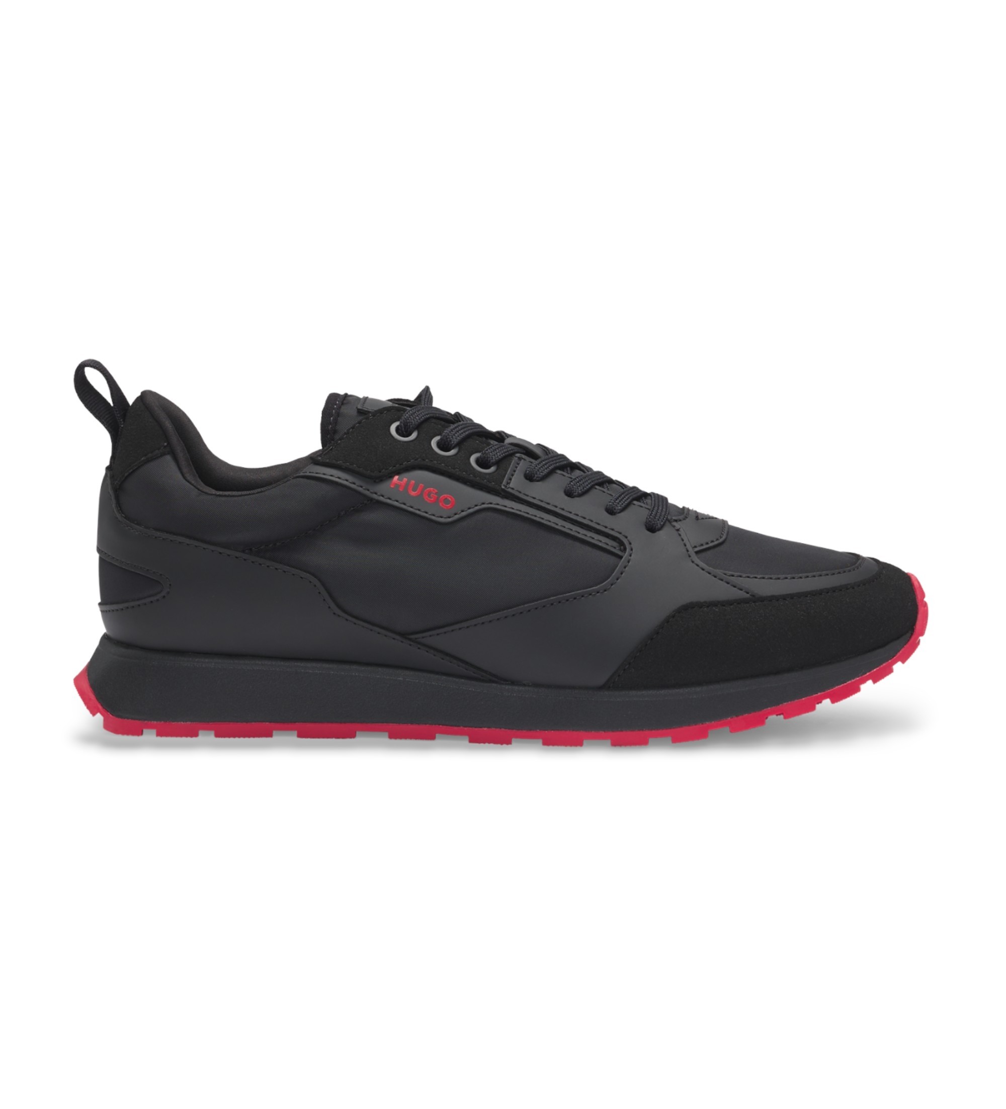 HUGO für Herren. 50536568 Turnschuhe aus gemischtem Material mit Details Schwarz (41), Wohnung, Schnürsenkel, Lässig