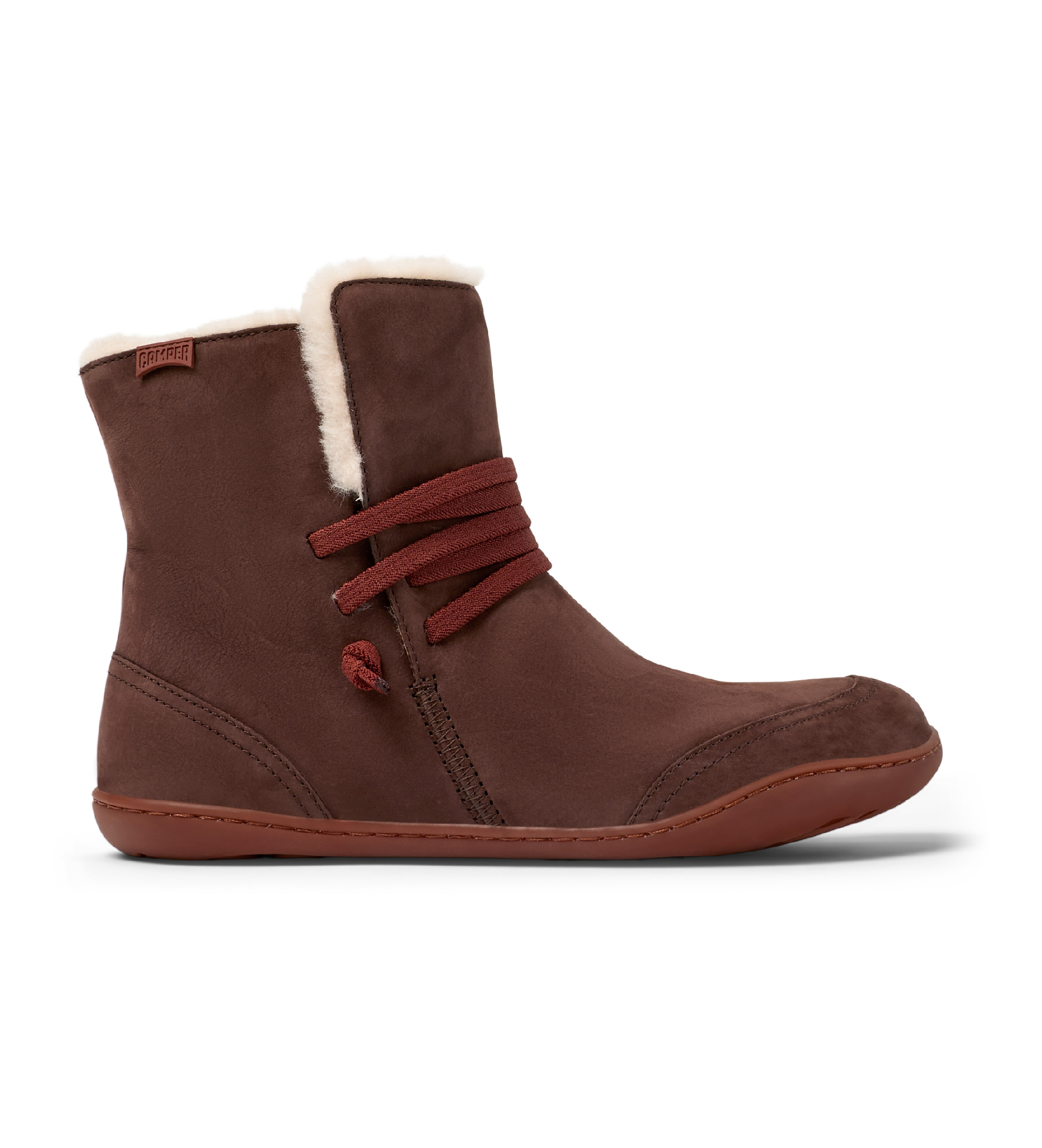 Camper für Damen. K400505-016 Peu Cami Braune Lederstiefeletten (38), Wohnung, Schnürsenkel, Lässig