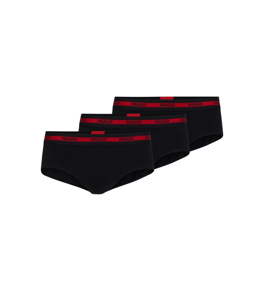 HUGO für Herren. 50492378 Pack 3 Schwarzer Drillingsslip (S), Heimtextilien, Baumwolle