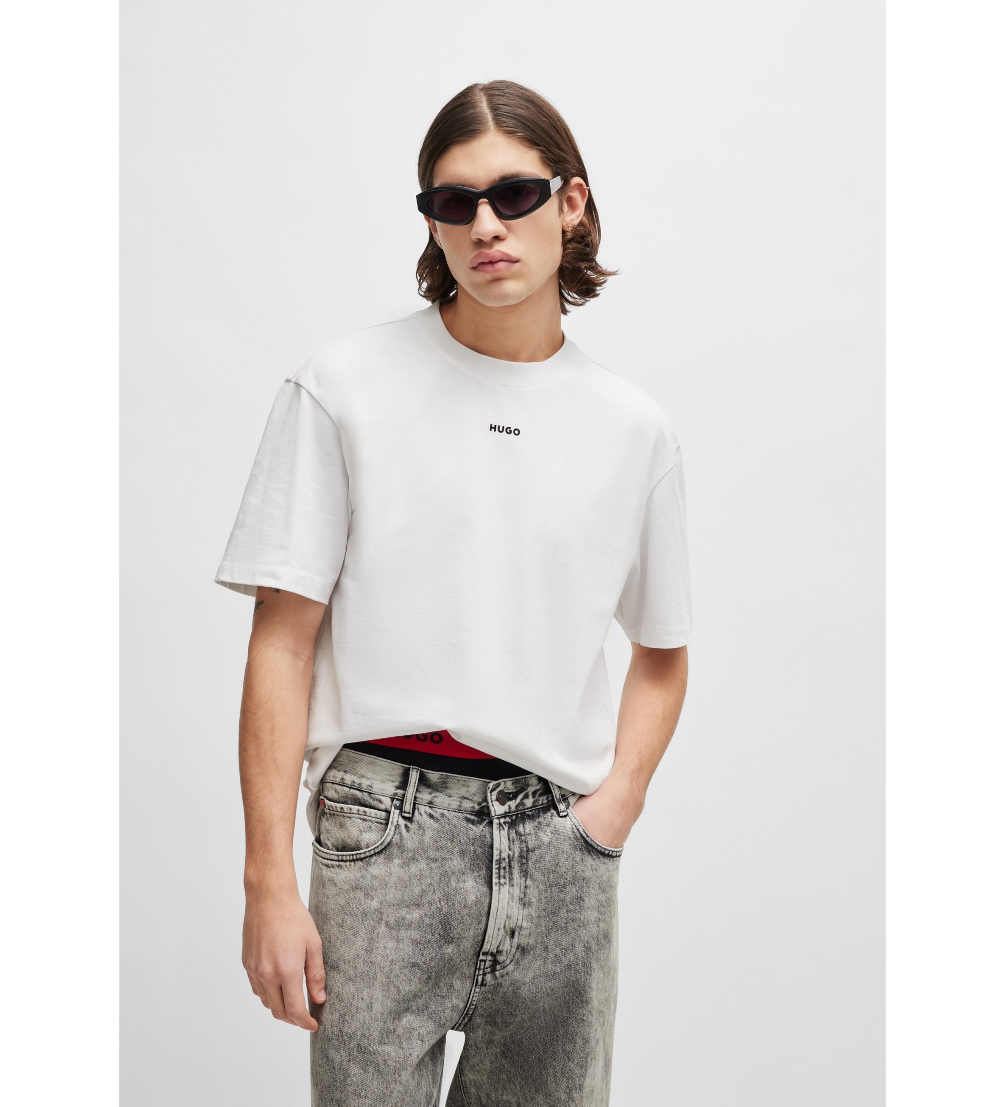 HUGO für Herren. 50488330 Dapolino T-shirt weiß (XL), Lässig, Baumwolle, Kurzarm