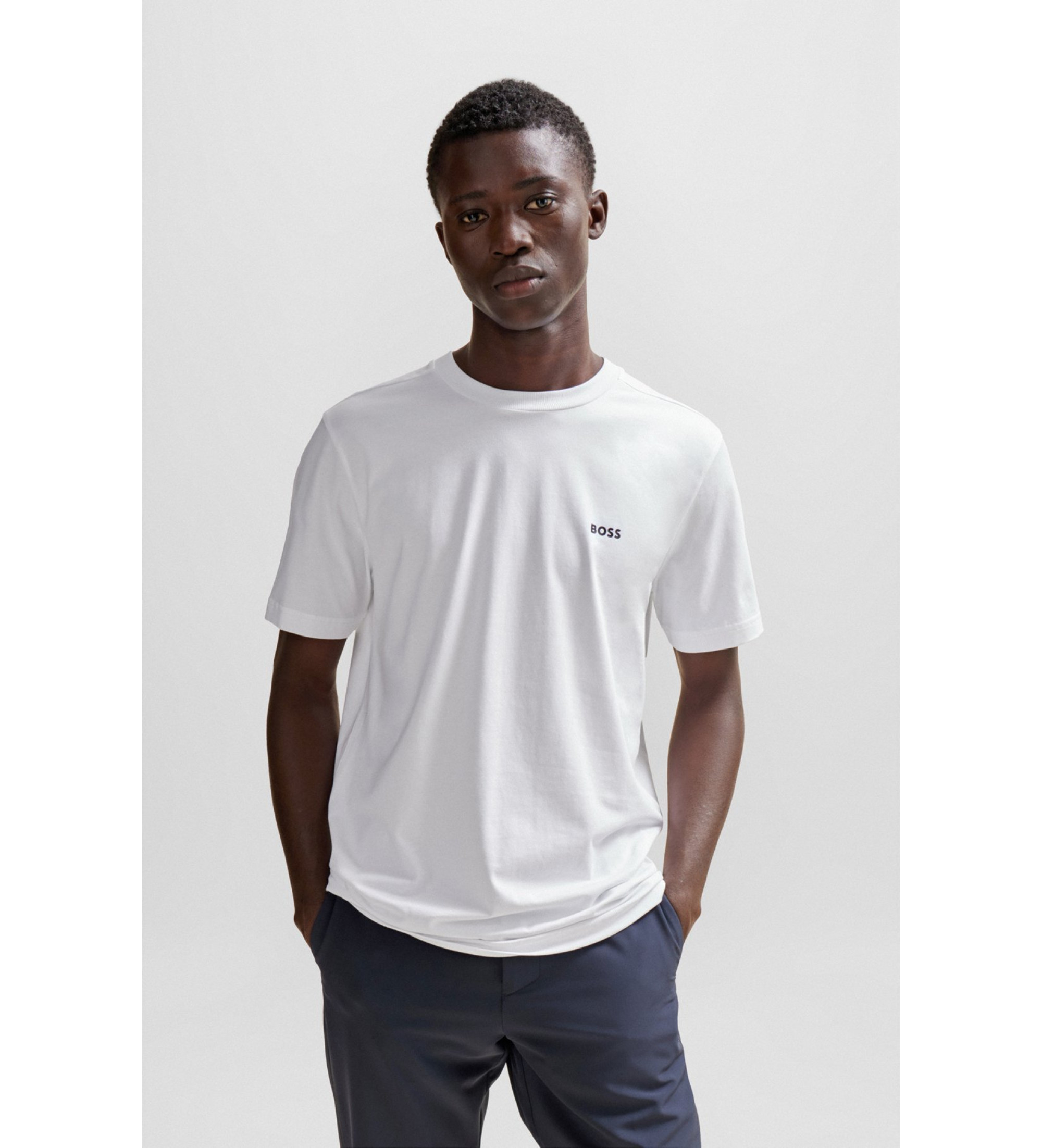 BOSS für Herren. 50506373 Elastisches T-shirt weiß (M), Lässig, Baumwolle, Kurzarm