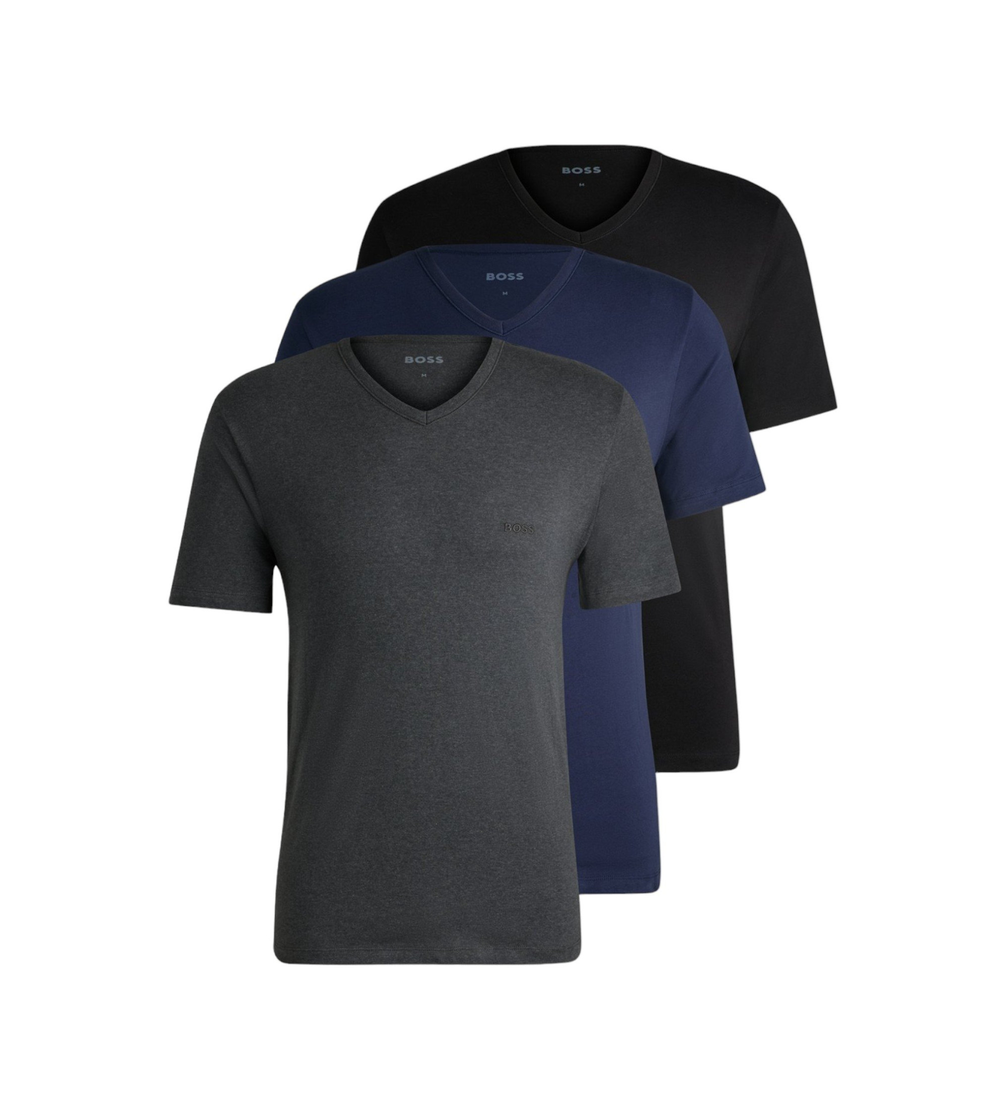 BOSS für Herren. 50475285 3er-Pack Classic T-Shirts schwarz, marineblau, grau (L), Heimtextilien, Baumwolle, Kurzarm