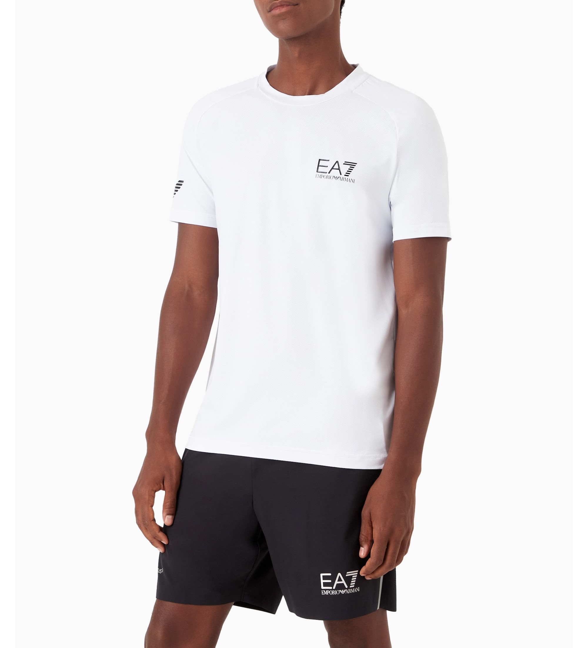 EA7 für Herren. 8NPT22_PJEMZ Tennis Ventus7 weißes T-shirt (XL), Sportlich, Tennis/Padel, Multisport, Polyamid, Kurzarm
