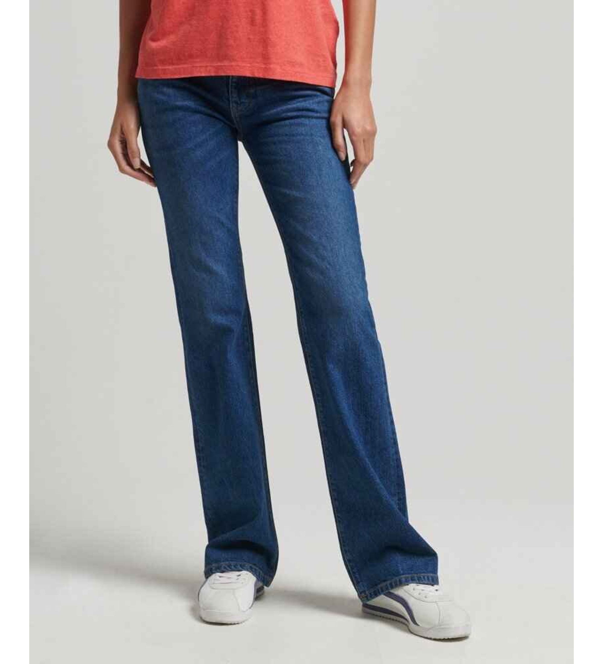 Superdry für Damen. W7010797A Skinny-Jeans mit ausgestelltem mittlerem Bund blau (25/30), Lässig, Denim, Bio-Baumwolle, Nachhaltig