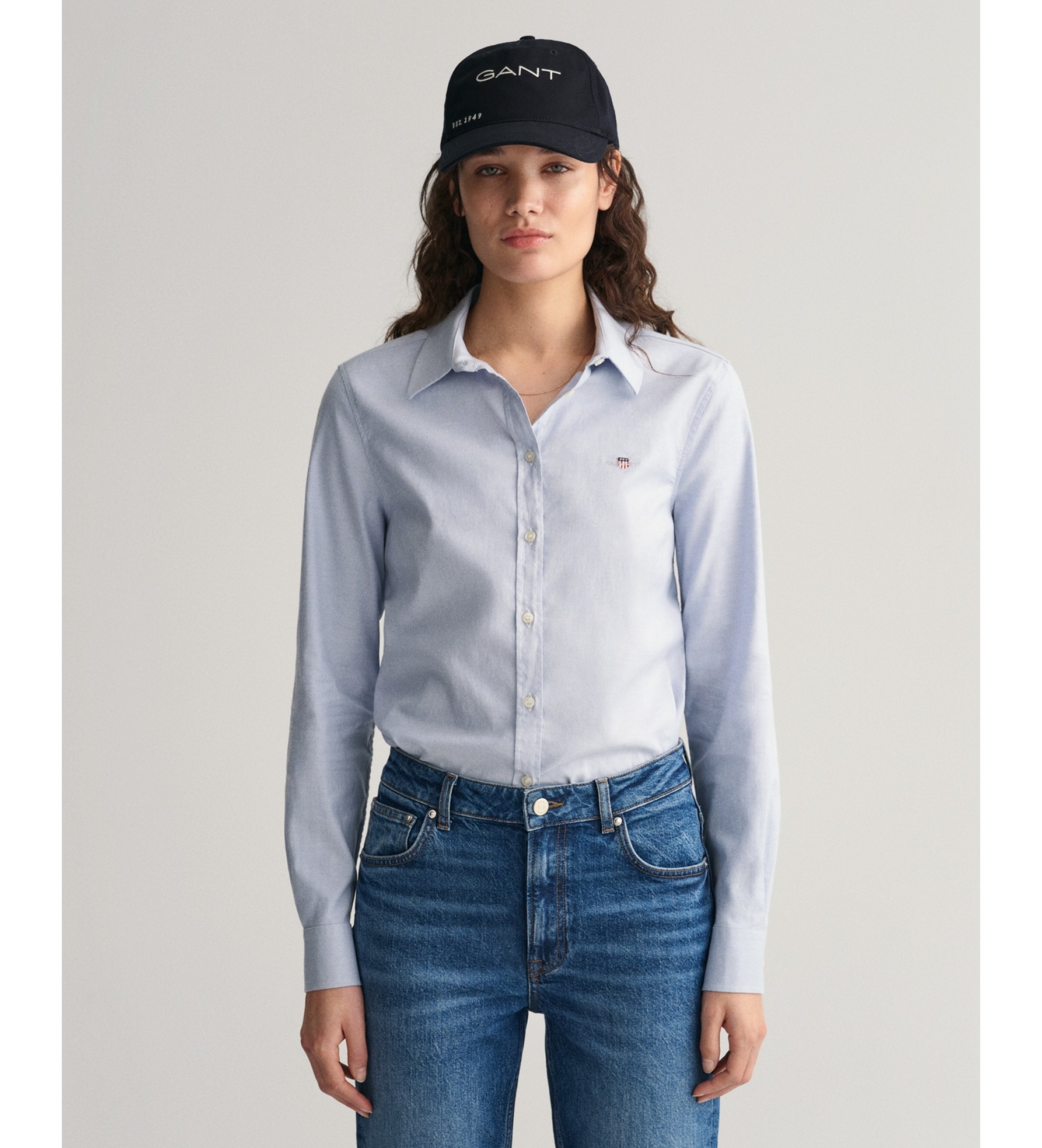 Gant für Damen. 4300141 Slim Fit Oxford Hemd blau (38), Lässig, Baumwolle, Langarm