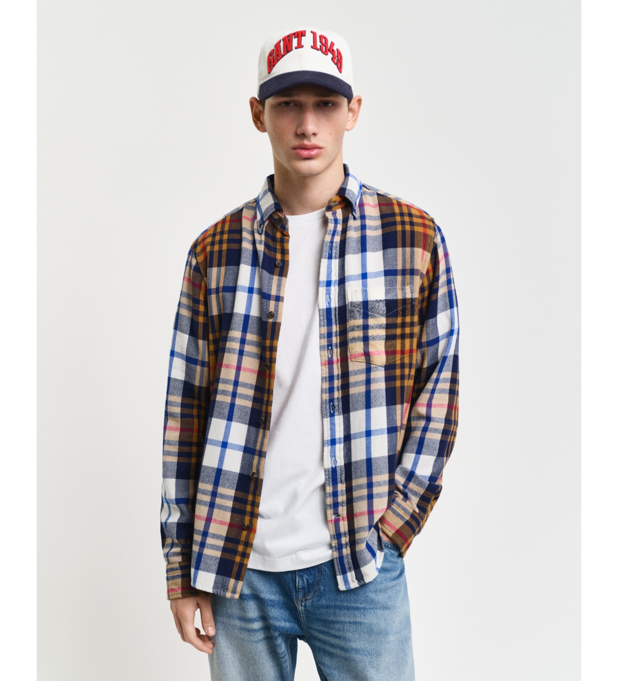 Gant für Herren. 3240220 Regular Fit Twill Kariertes Twill-Hemd mehrfarbig (3XL), Lässig, Baumwolle, Langarm
