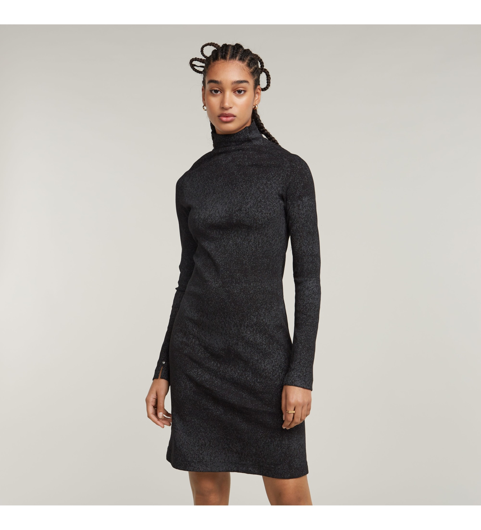 G-Star für Damen. D25042-D799-9985 Beschichtetes Kleid schwarz (S), Lässig, Langarm