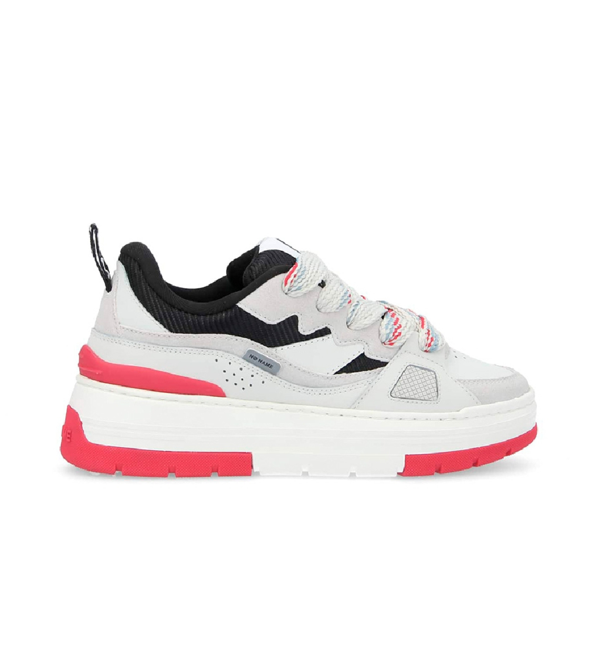 NO NAME für Damen. RNFCNR0 Nollie Lederturnschuhe mit Plateau, inspiriert vom weißen Skateboarding (36), Wohnung, Schnürsenkel, Lässig