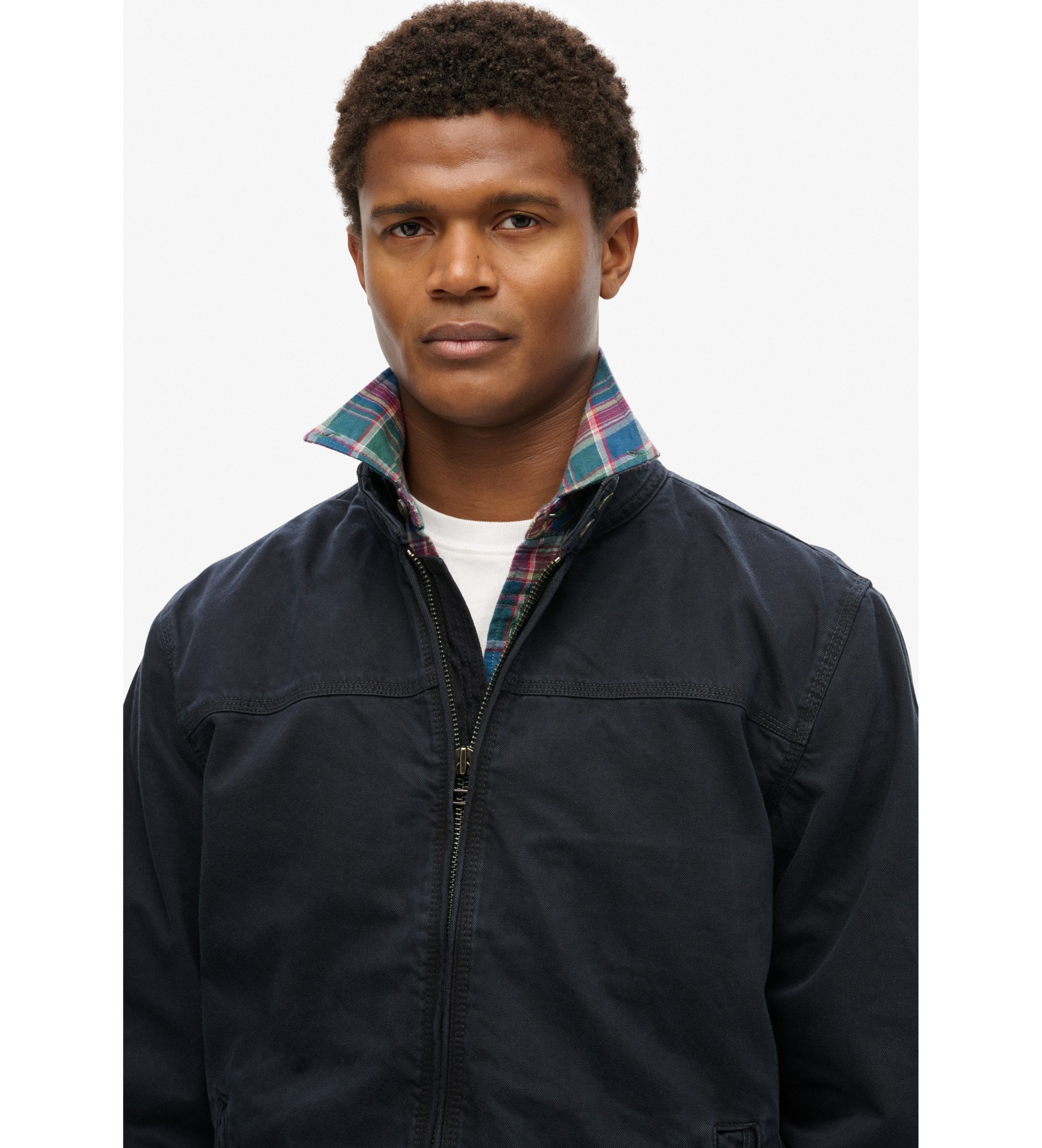 Superdry für Herren. M5011945A Klassische Harrington Jacke Marine (XL), Lässig, Bio-Baumwolle, Nachhaltig