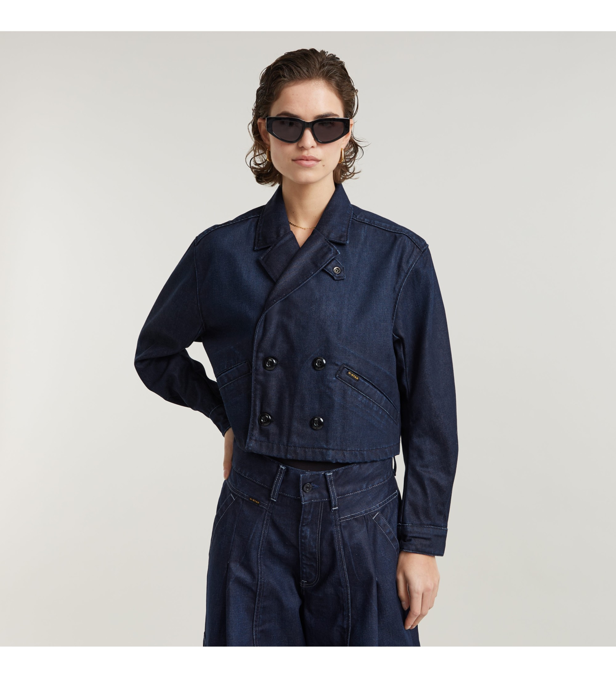 G-Star für Damen. D25339-4639-G831 Jacke Cropped Peacoat navy (L), Lässig, Baumwolle, Marine