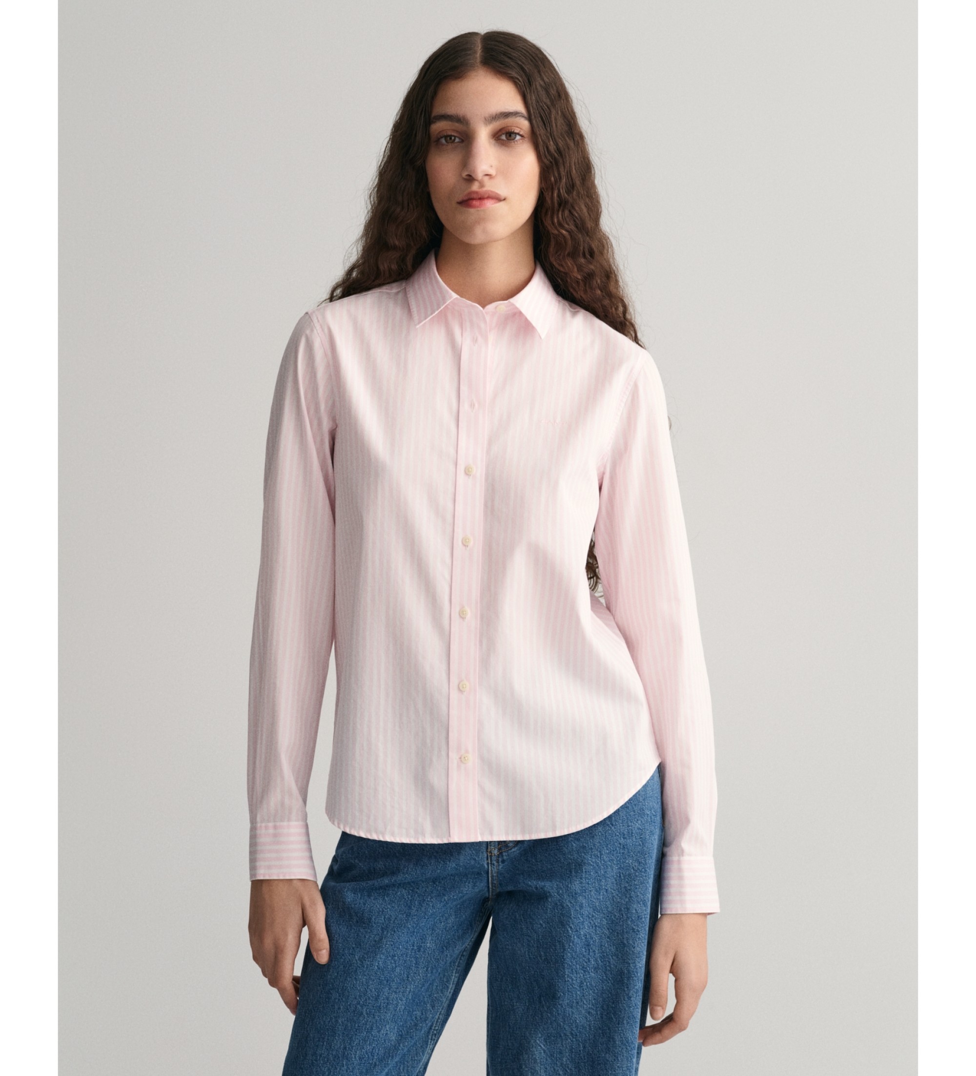 Gant für Damen. 4300214 Hemd Regular Fit rosa gestreiftes Popeline-Hemd (36), Lässig, Baumwolle, Langarm