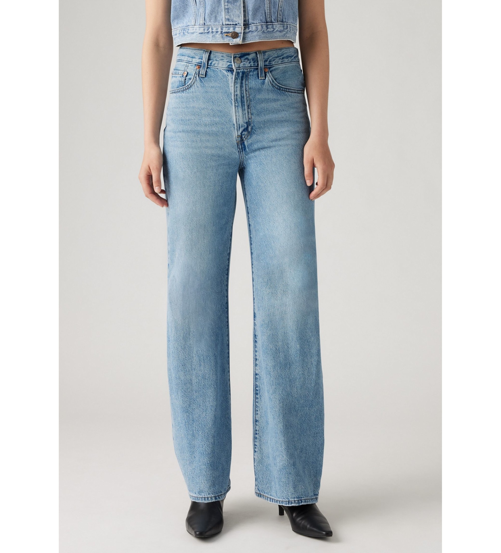 Levi's für Damen. A6081-0002 Ribcage Jeans mit weitem Bein blau (29/32), Lässig, Baumwolle, Denim