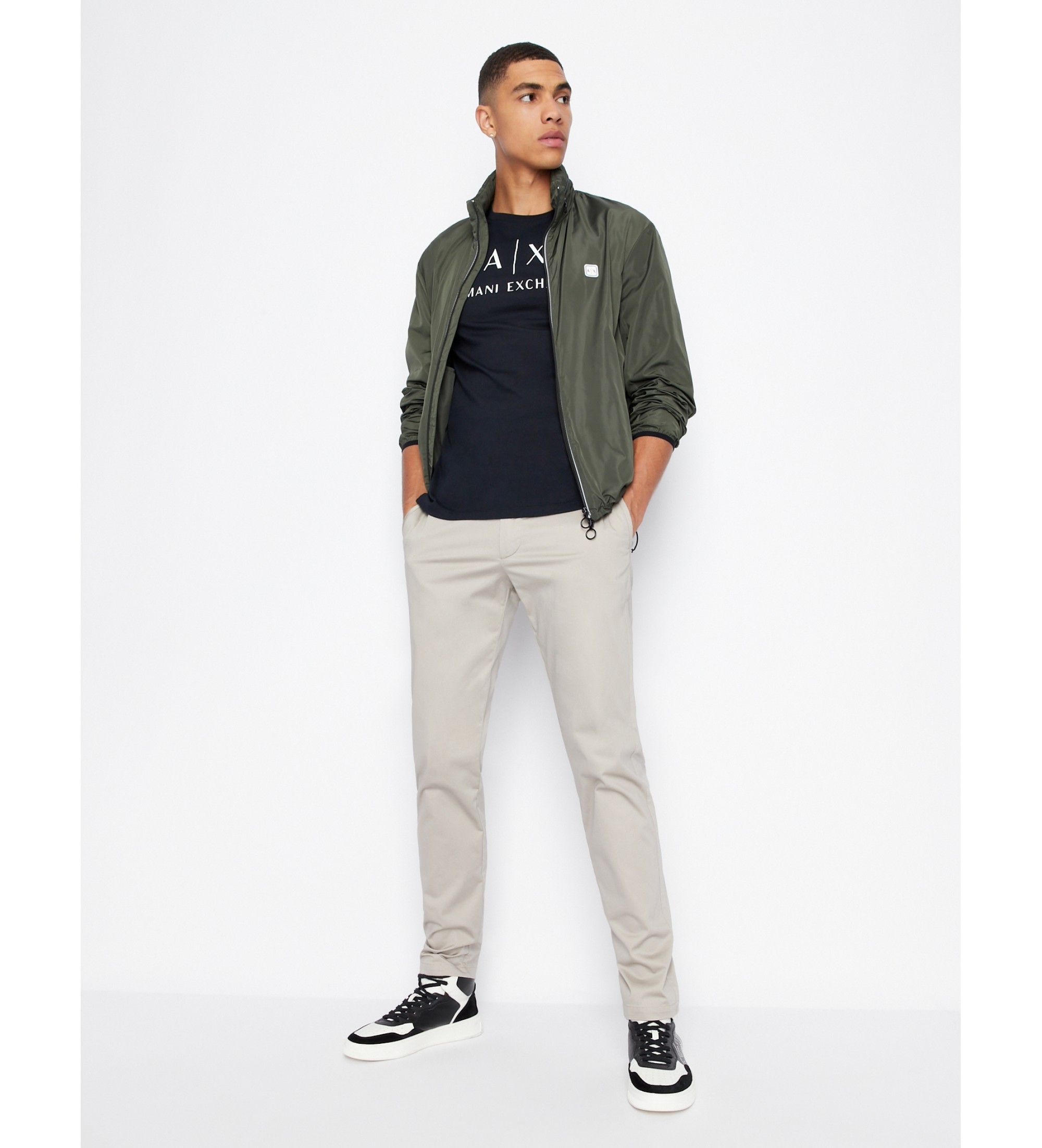 A|X Armani Exchange für Herren. 8NZTCHZ8H4Z1510 Einfarbiges marineblaues T-Shirt (L), Lässig, Baumwolle, Langarm