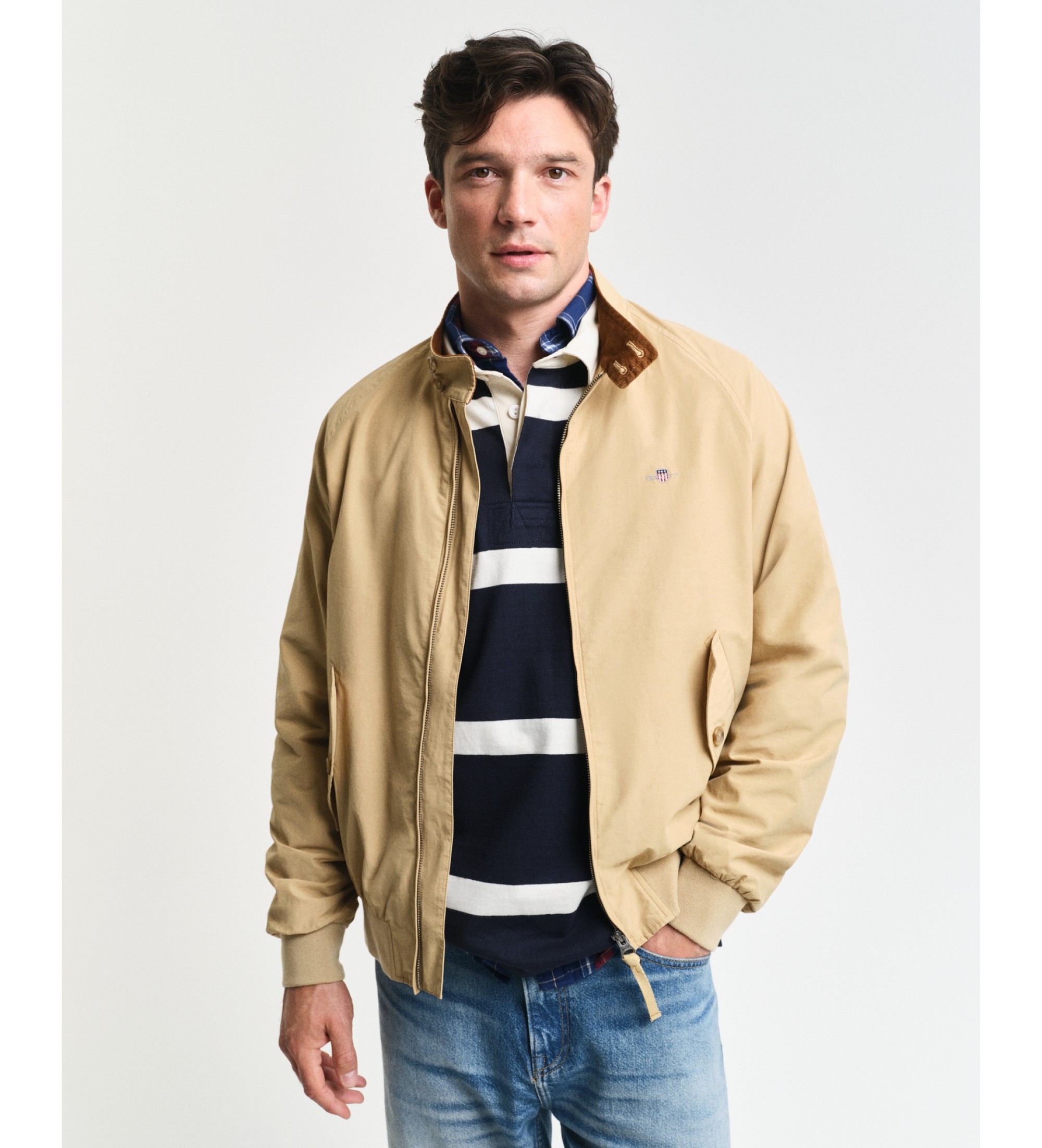 Gant für Herren. 7006484 Harrington-Jacke aus beiger Baumwolle (XL), Lässig, Nachhaltig