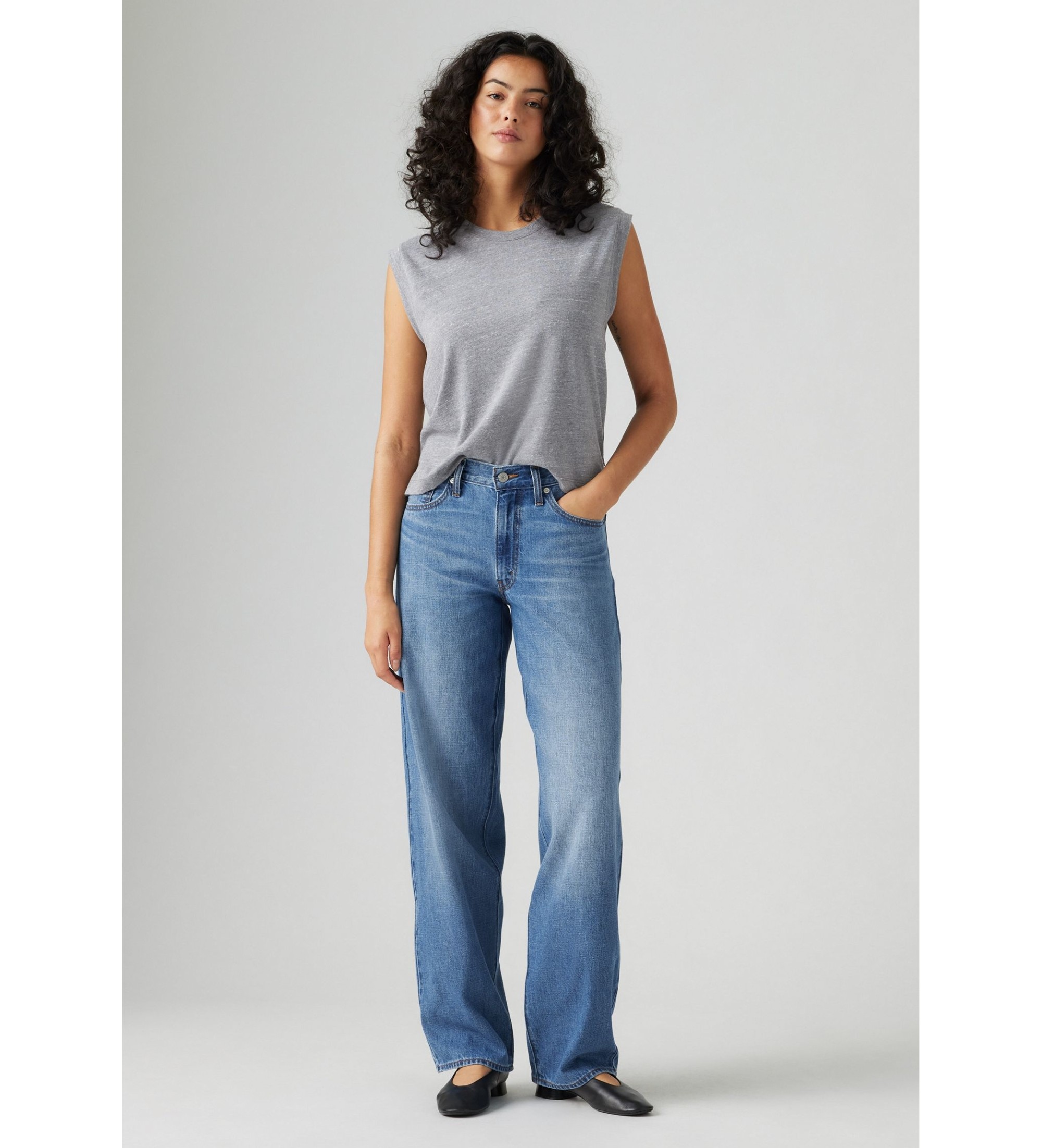 Levi's für Damen. A3494-0057 Baggy Jeans Papa blau (31/32), Lässig, Baumwolle, Denim