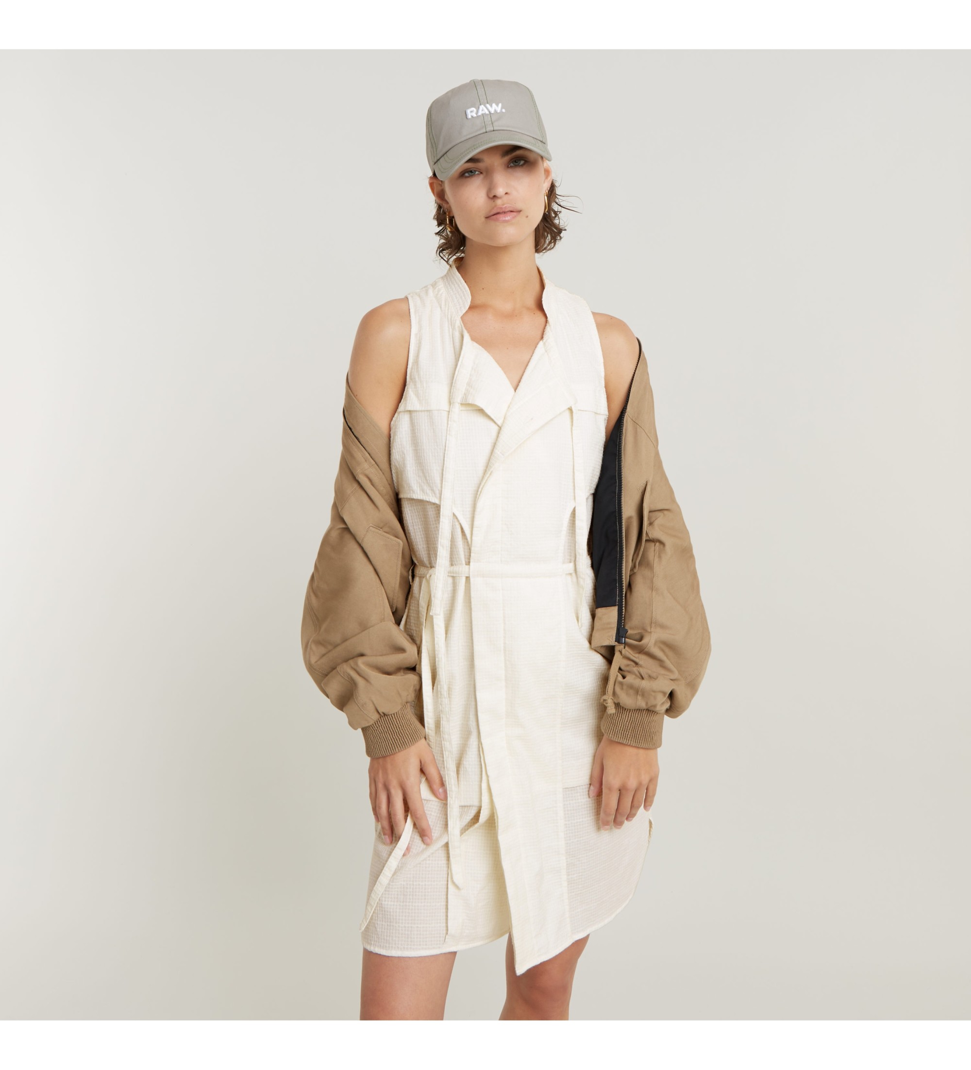 G-Star für Damen. D24621-D591-1284 Ärmelloses Kleid Kurz weiß (S), Lässig, Baumwolle, Ärmellos / Hosenträger