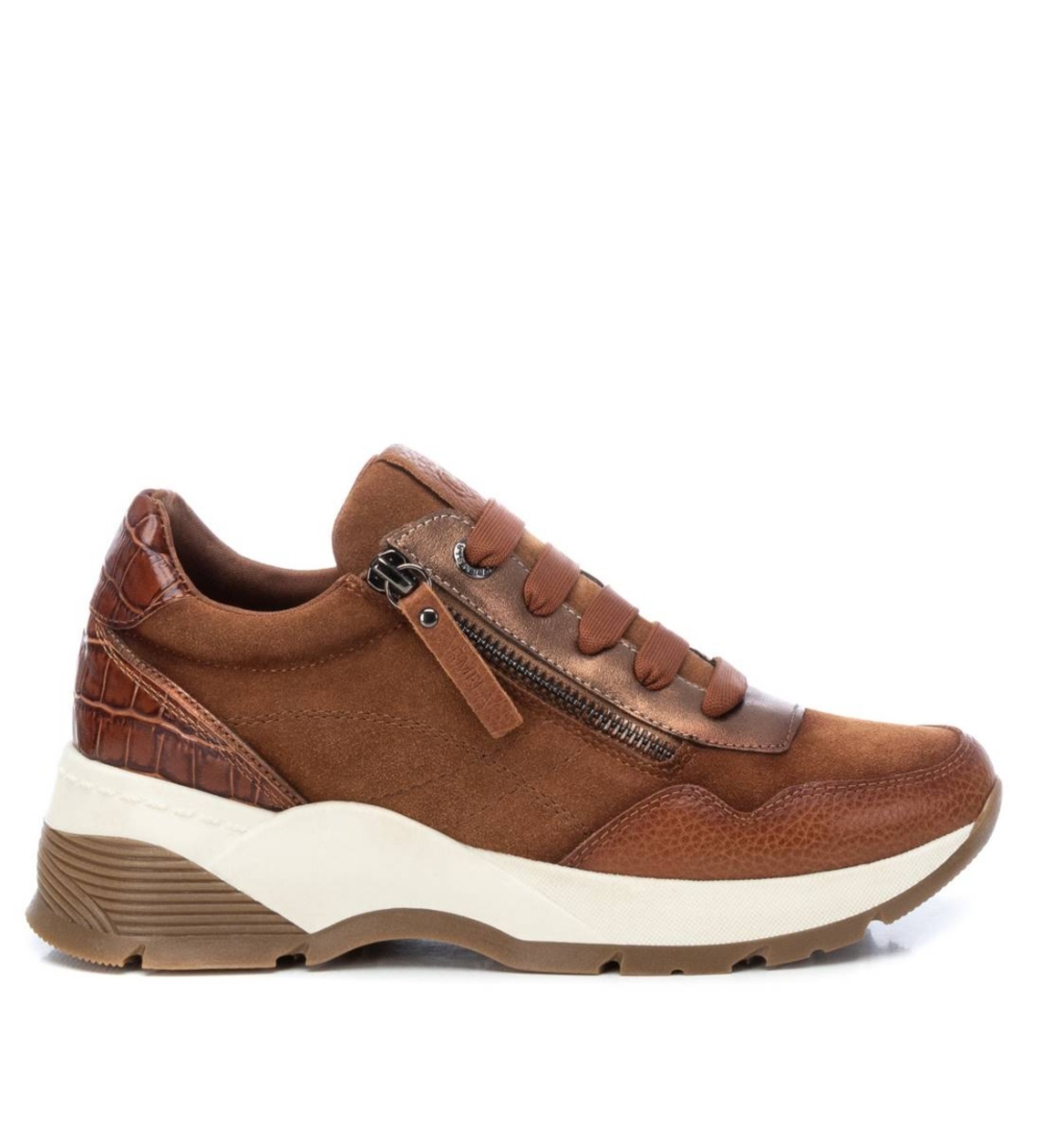 Carmela für Damen. 16019503-CAMEL Lederpantoffeln 160195 braun (40), 1 bis 3 cm, Schnürsenkel, Lässig