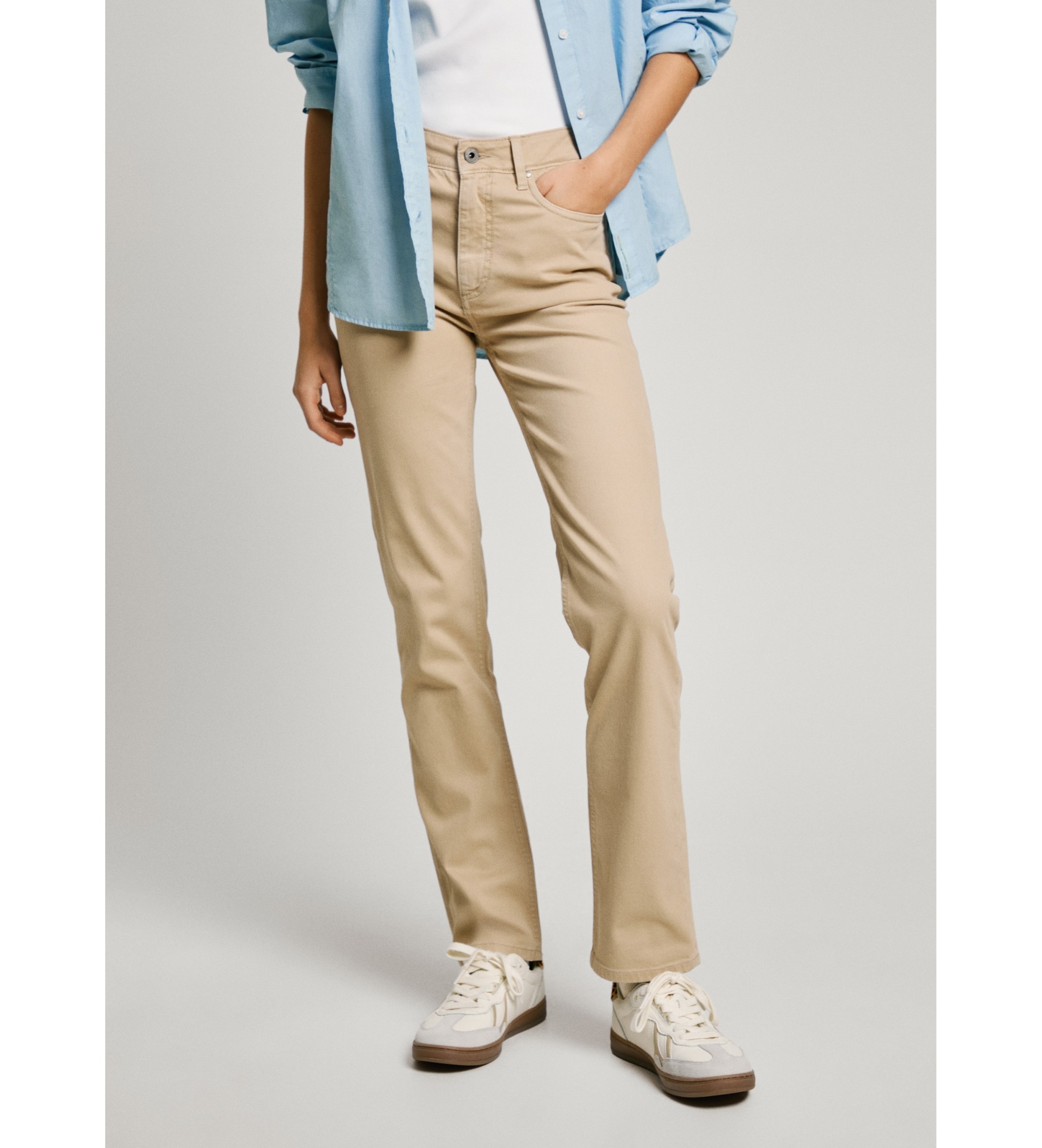 Pepe Jeans für Damen. PL211837 Schlanke Hose Tessa beige (30/30), Lässig, Baumwolle, Nachhaltig