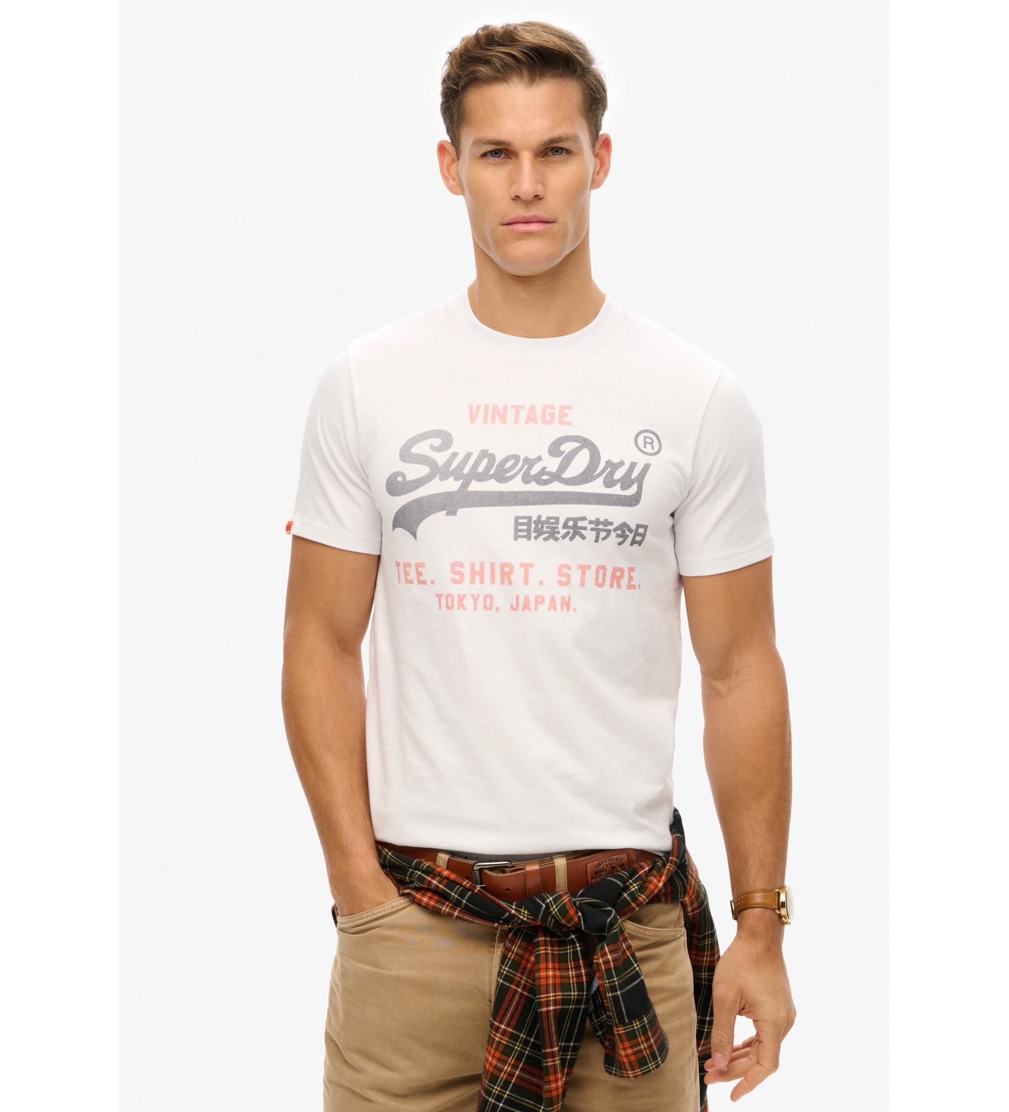 Superdry für Herren. M1012212A Heritage-T-Shirt weiß (M), Lässig, Baumwolle, Kurzarm