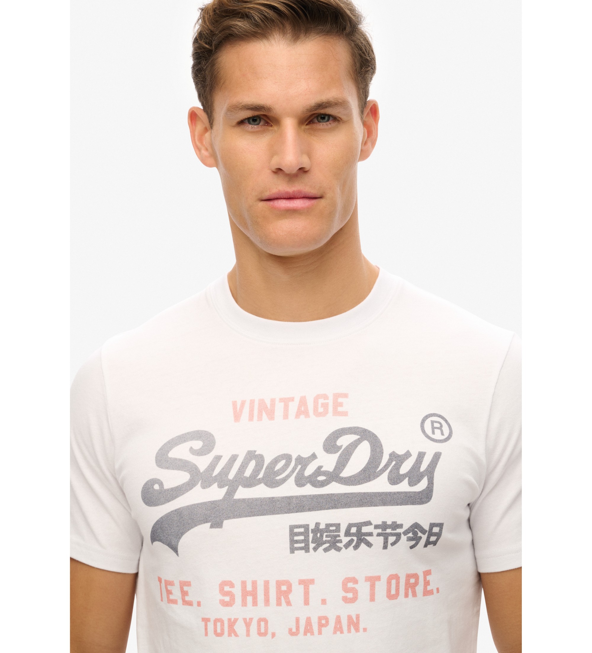Superdryvoor mannen. M1012212A Heritage T-shirt wit (M), Casual, Katoen, Korte mouwen