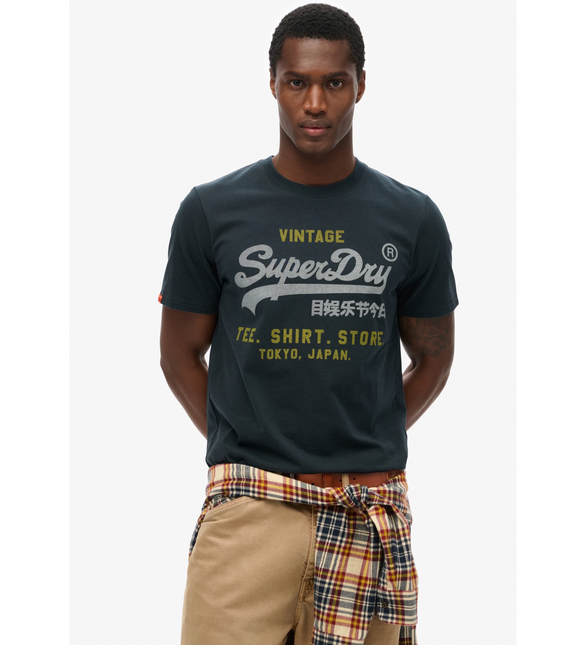 Superdry für Herren. M1012212A Heritage-T-Shirt navy (S), Lässig, Baumwolle, Kurzarm, Marine