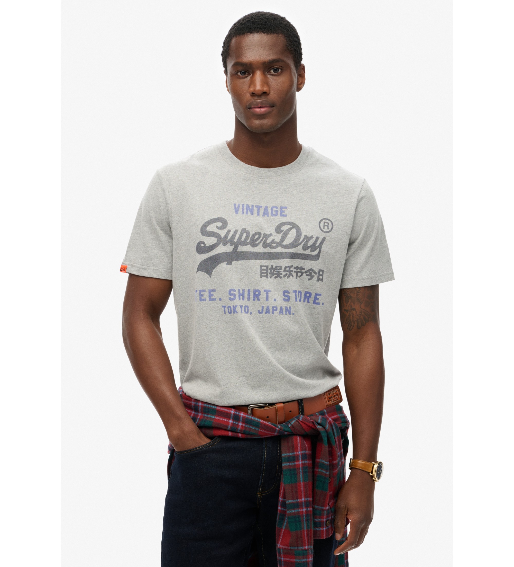 Superdry für Herren. M1012216A Heritage T-Shirt mit lockerer Passform grau (M), Lässig, Baumwolle, Kurzarm