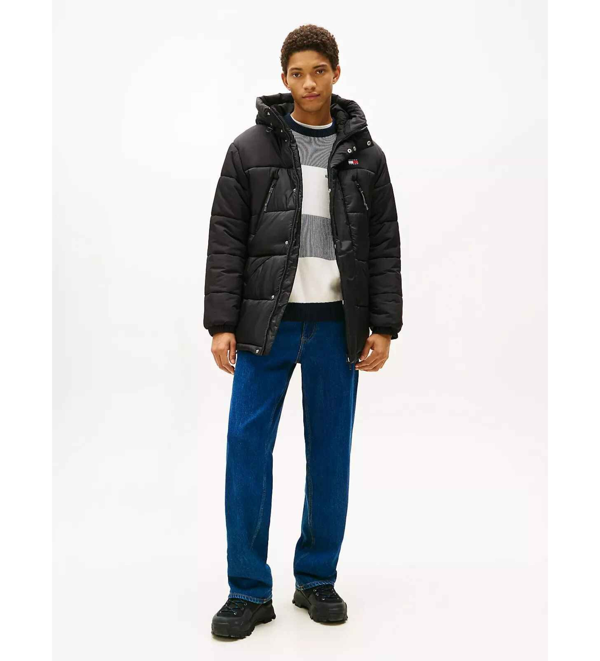 Tommy Jeans für Herren. DM0DM22249 Basic Coat schwarz (XL), Lässig, Polyester